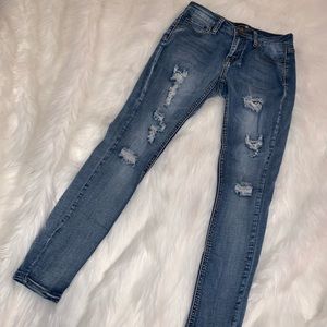 Boohoo medium wash ripped jeans